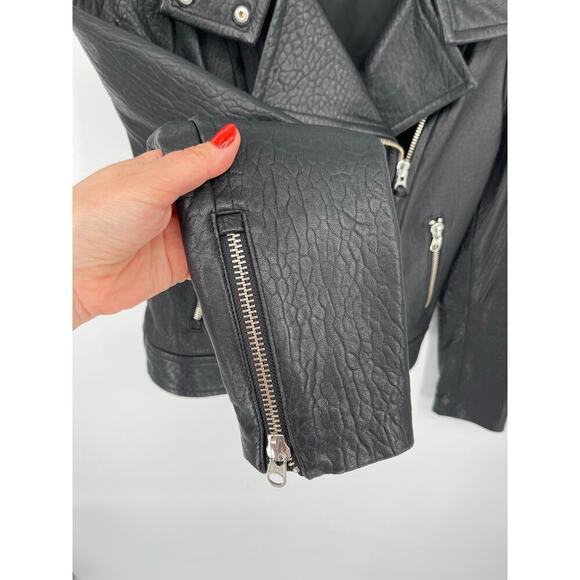 Mackage Black Lisa Pebbled Lambskin Leather Moto Biker Motorcycle Jacket Small - Picture 5 of 10